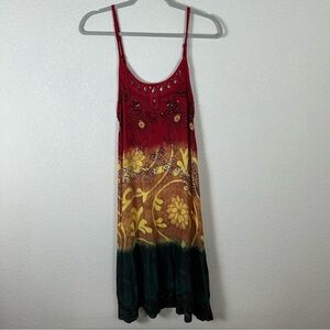 VTG Just Cruisin women Free size rayon sun dress tiered Bohemian Hippie unique